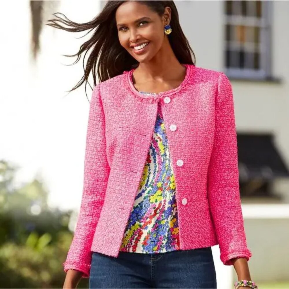 Talbots Pink Tweed Peplum Jacket 4P